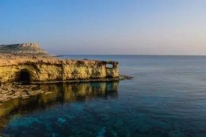 sunset of rock formations and the sea in Cyprus