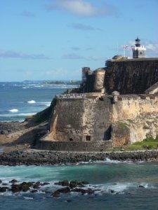 old fort butting up against the water in San Juan