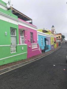 green, pink, blue, and yellow buildings in Bo Kaap, Cape Town.