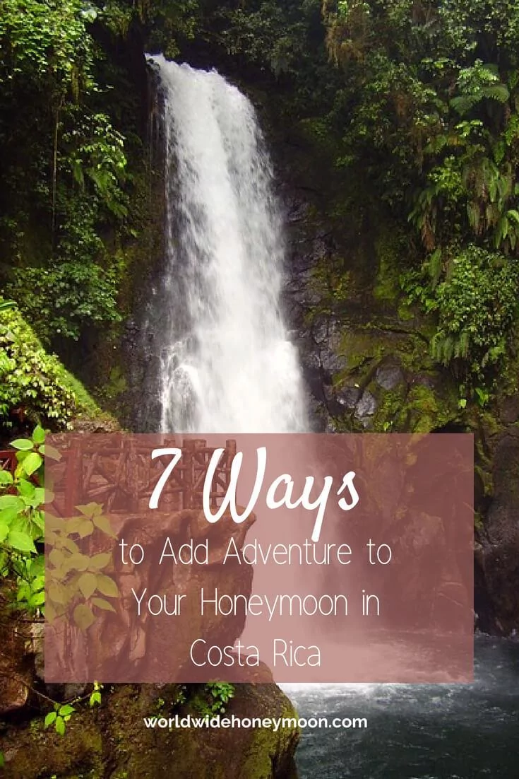 Pin for Costa Rica honeymoon article. Waterfall in Costa Rica