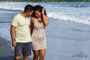 Couple walking on beach