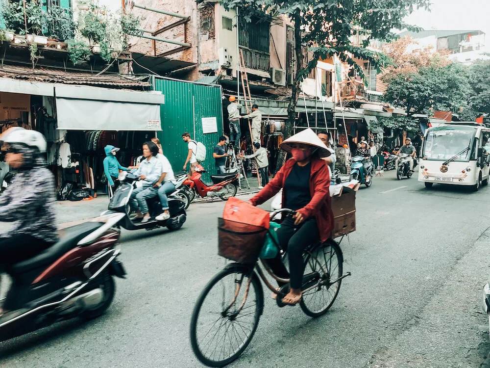 Bikes and Scooters crossing in Hanoi