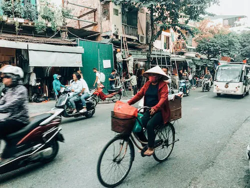 Hanoi Street in Old Quarter during 3 weeks in Southeast Asia