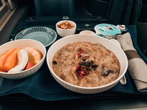 Congee with United Polaris business class