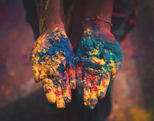 Holi celebrations and colorful soil