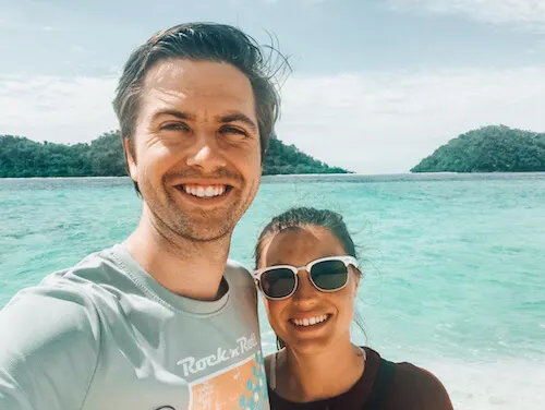 Kat & Chris on the beach in Thailand