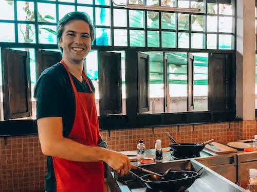 Chris cooking at Thai Farm Cooking School