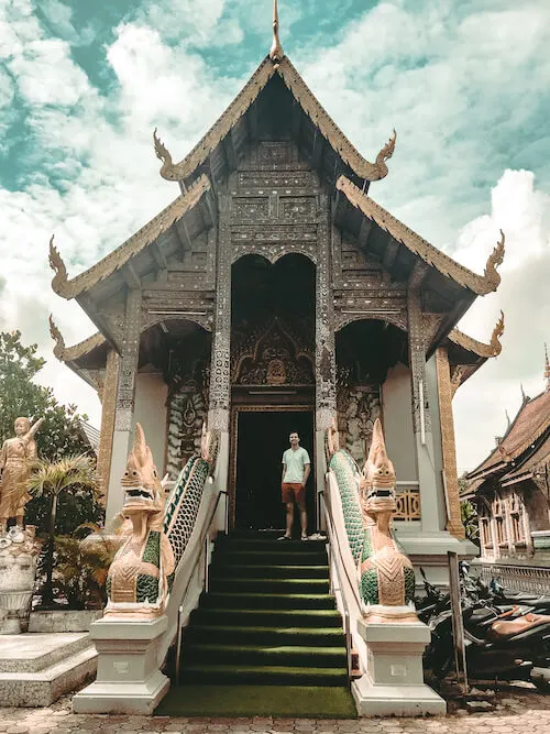 Chris in front of Old City Chiang Mai temple