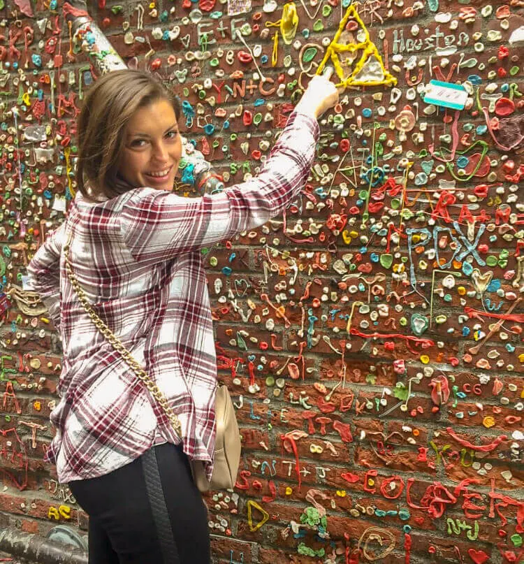 Kat in Seattle at the Gum Wall