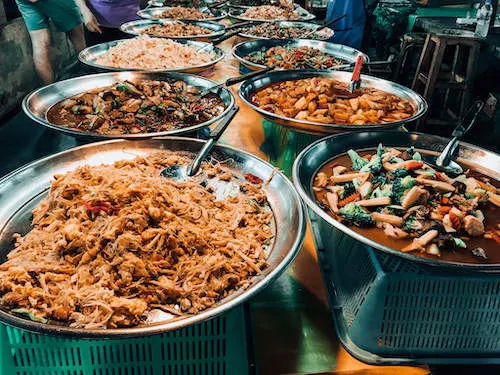 Ready to eat meals at a Chiang Mai market