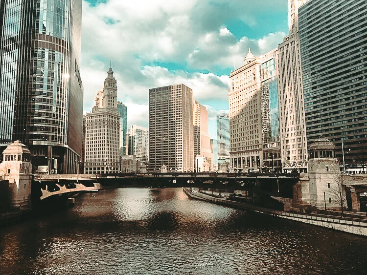 Skyline over the Chicago River