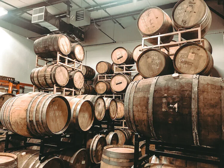 Foundation Brewing Company Barrel aged room