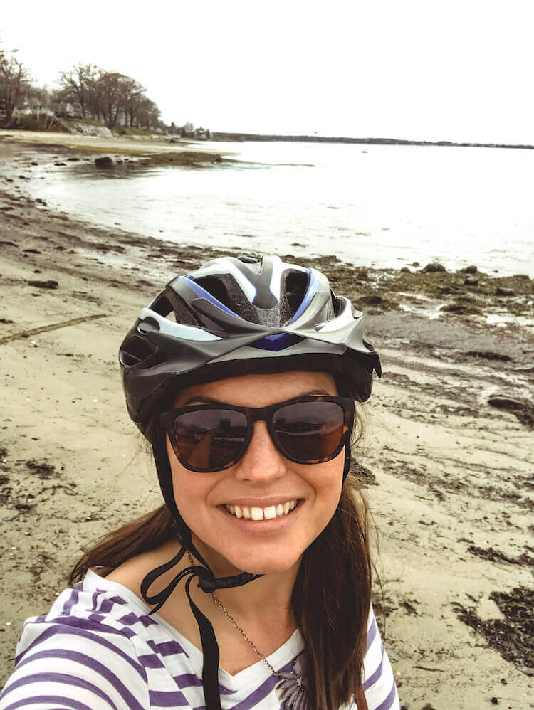 Kat biking on Peak's island