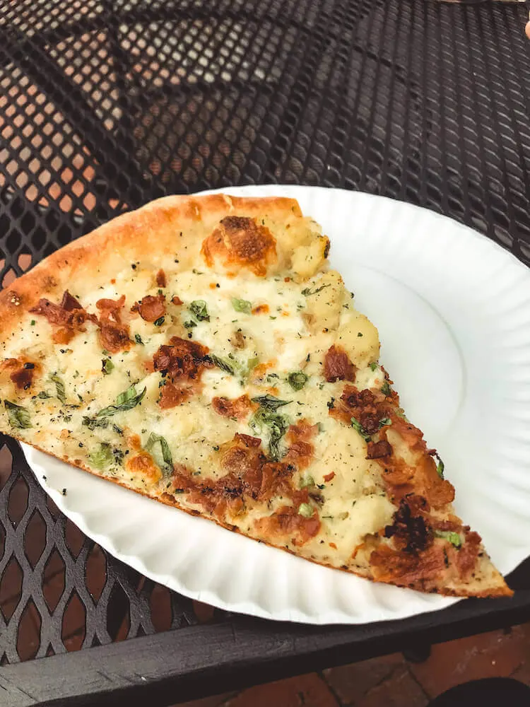 mashed potato bacon pizza from Otto in Portland - where to eat in Portland Maine