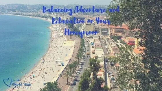 balancing adventure and relaxation article. Bird's eye view of Nice.