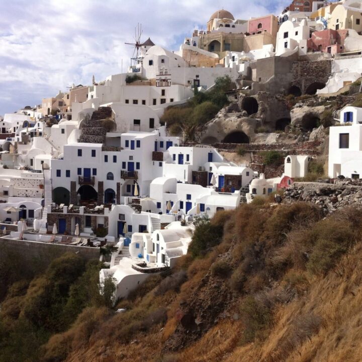 Santorini white washed buildings