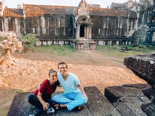 Kat & Chris inside Angkor Wat: Angkor Wat Itinerary 2 Days