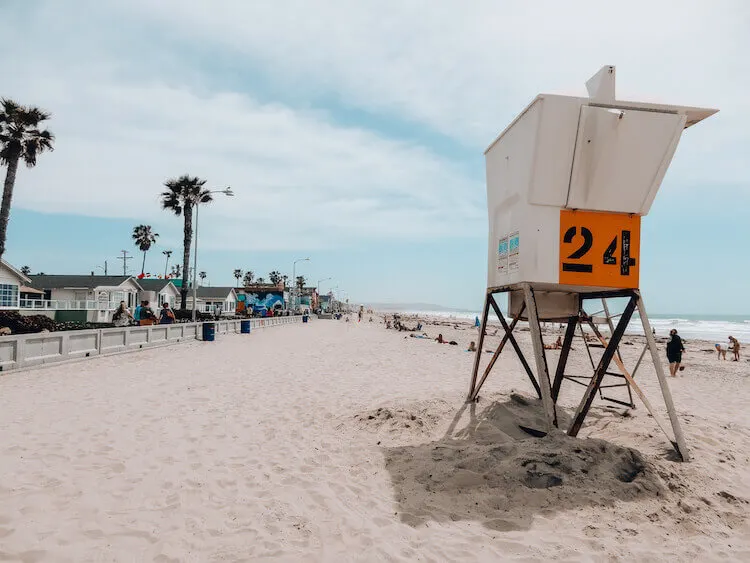 Lifeguard stand on beach, Pacific Beach, San Diego