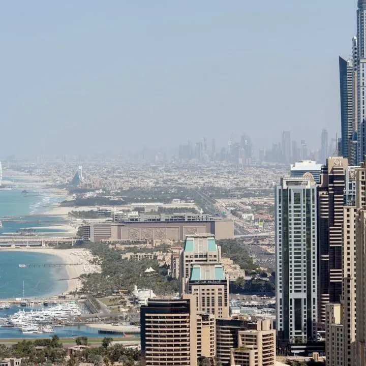 Dubai city skyline from above | Ultimate Dubai Honeymoon Guide