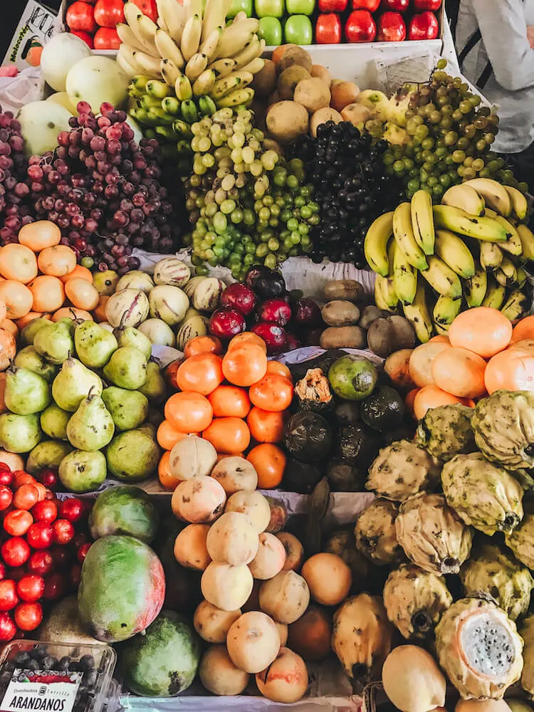 Fruits stacked up at San Pedro Market