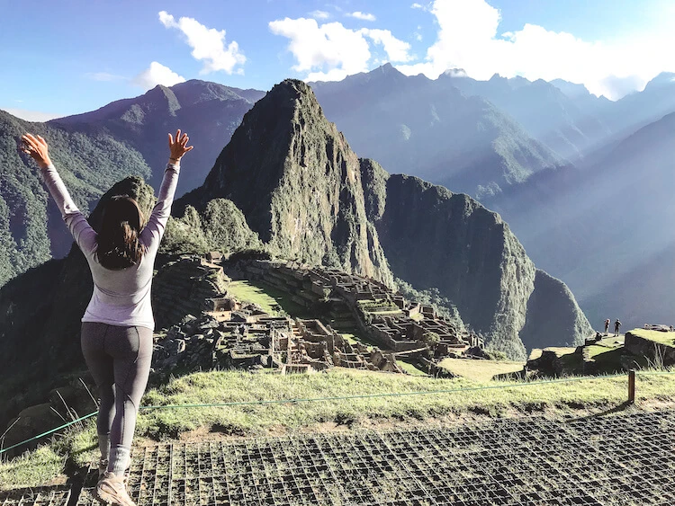 Kat posing in front of Machu Picchu