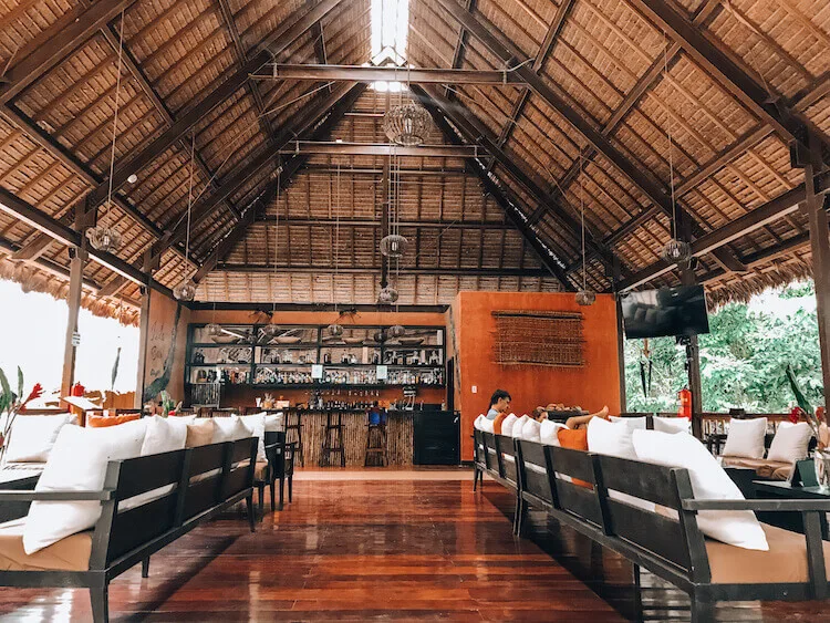 Main hall and bar and lounge at the Tambopata Research Center