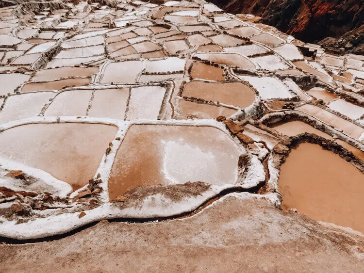 Maras Salt Mines pools of salt close up