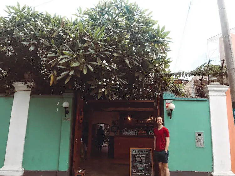 Garden cafe entrance in Lima, PEru
