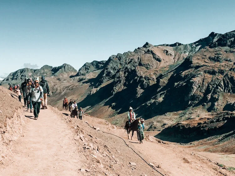 Hiking down in the mountains