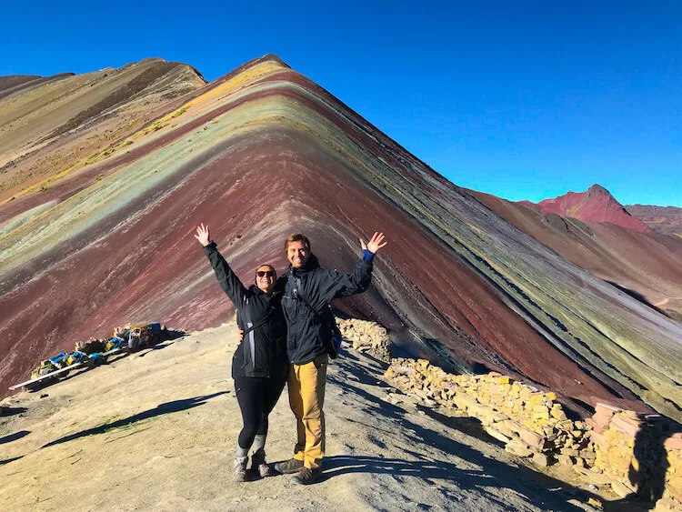 Kat and Chris excited to be at Rainbow Mountain