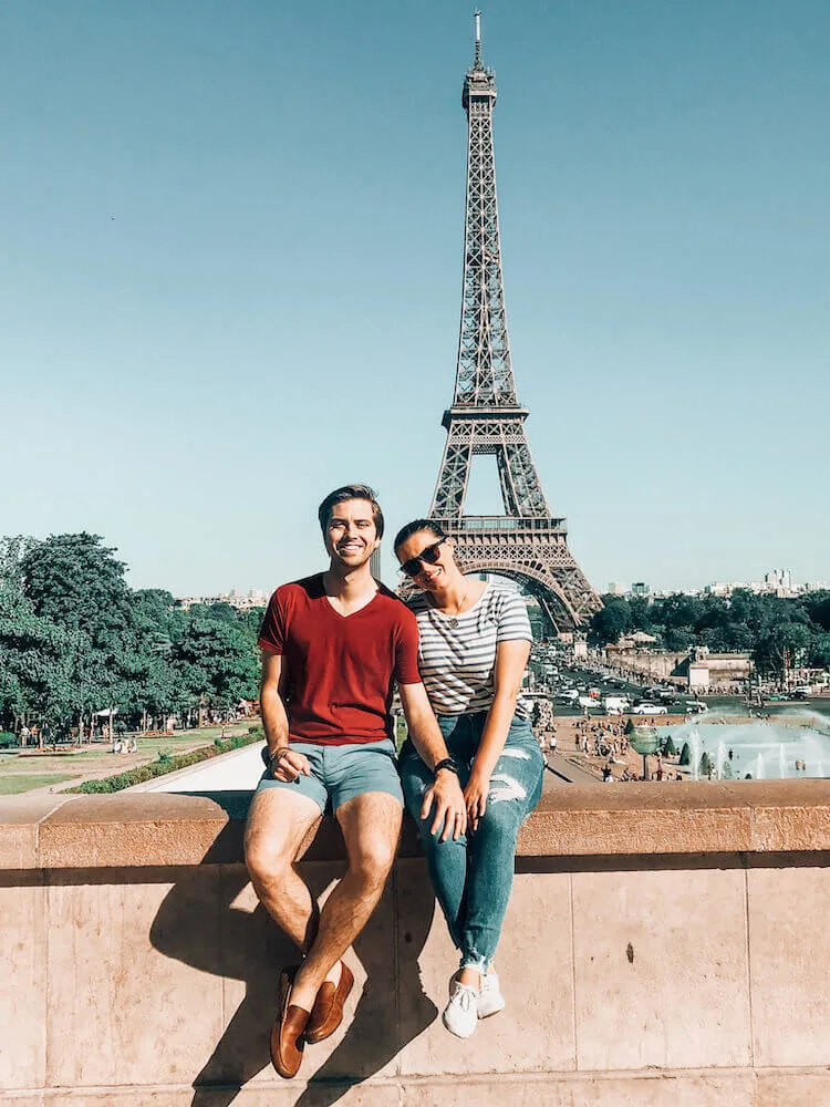 Kat and Chris in front of the Eiffel Tower | 4 Days in Paris