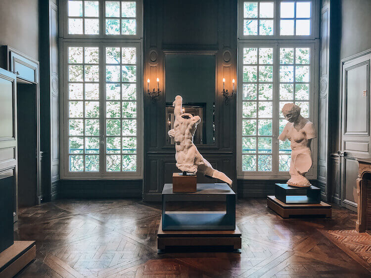 Sculptures inside the Rodin Museum in Paris, France