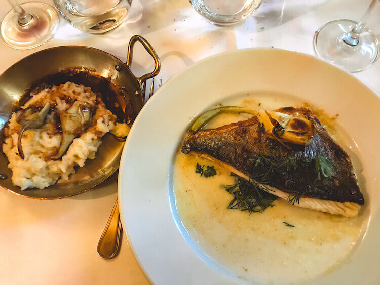 Trout and risotto at Le Procope
