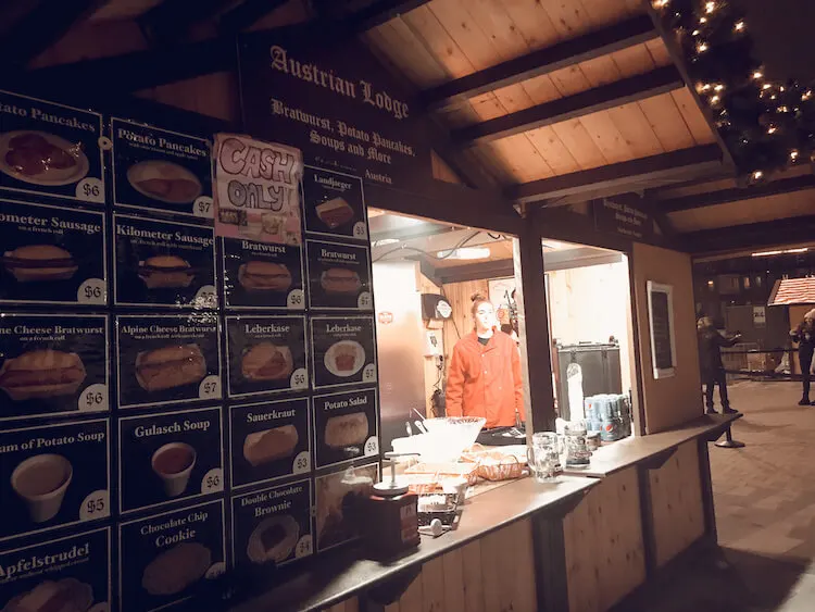 Austrian Lodge sausage stand at the Milwaukee Christkindlmarket