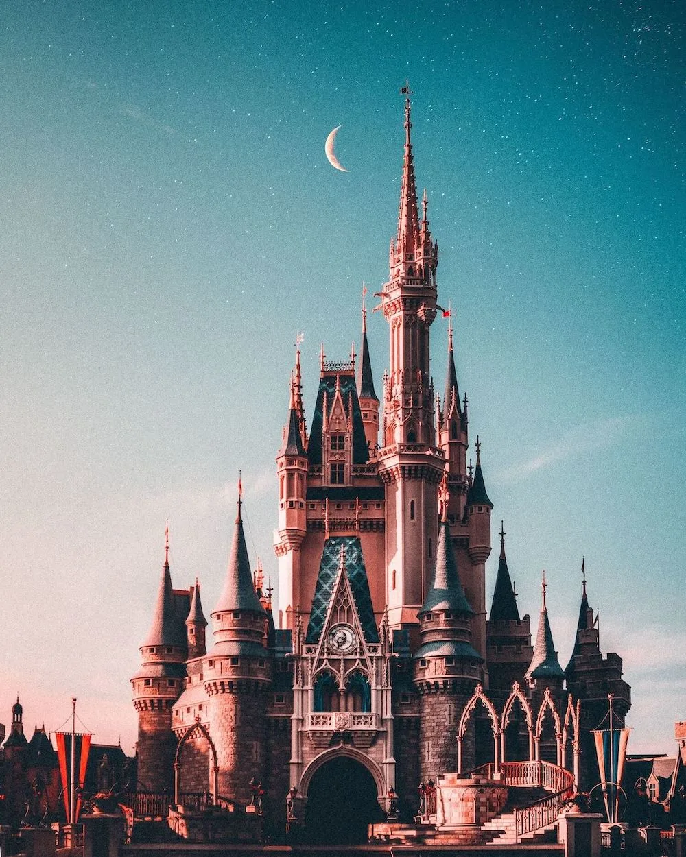 Disney World castle under the stars