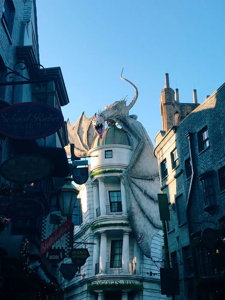 Dragon over Gringotts at Harry Potter World