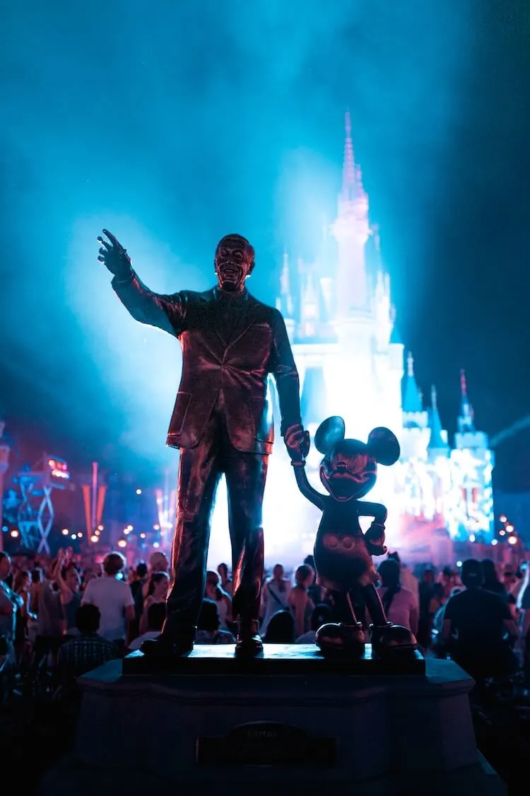 Walt Disney Statue and Mickey Statue at Disney World