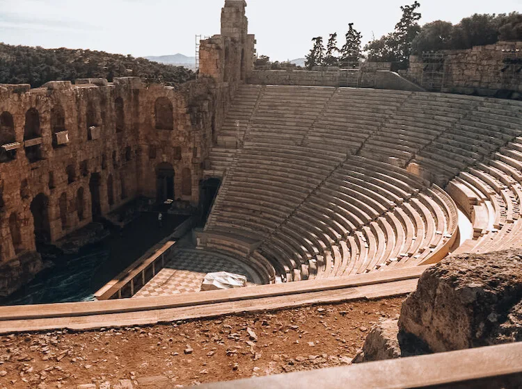 Overlooking the Odean of Herodes Atticus in Athens, Greece