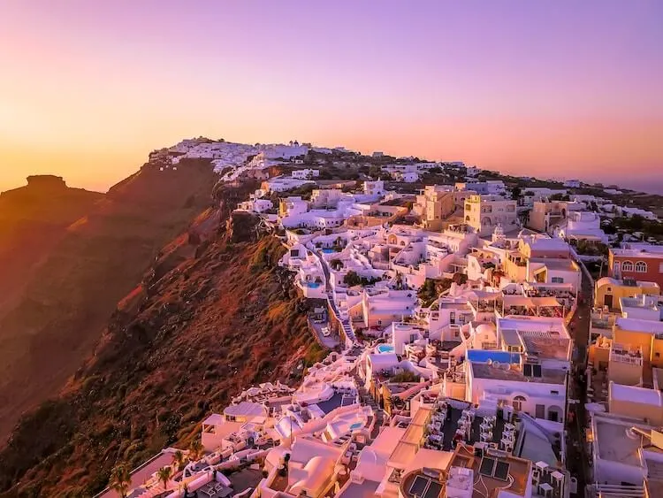 Santorini at sunset over Oia