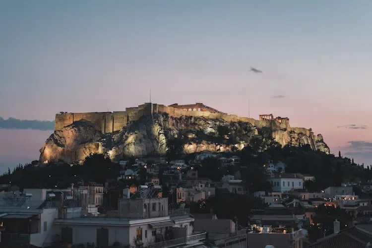 View of Acropolis at Night During 7 Days in Greece