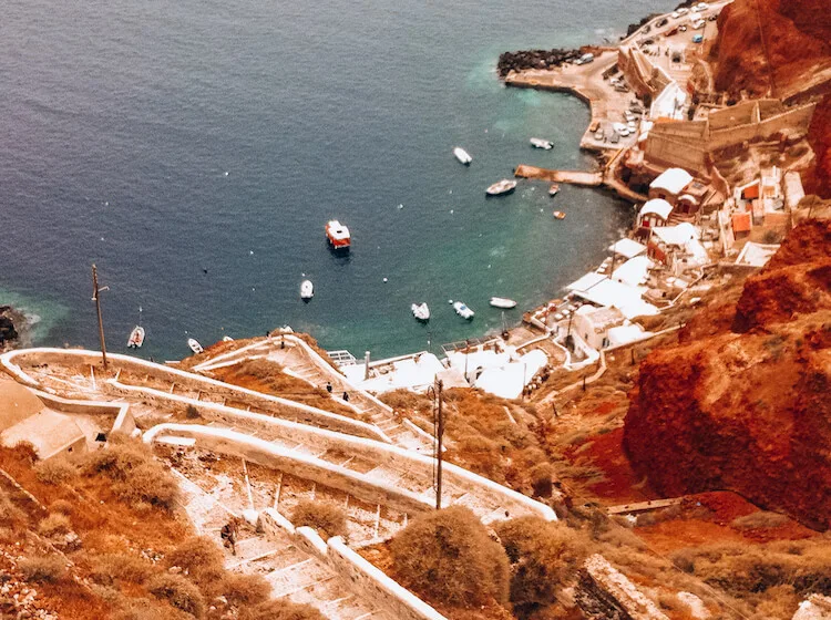 Views of the port on the other side of Santorini