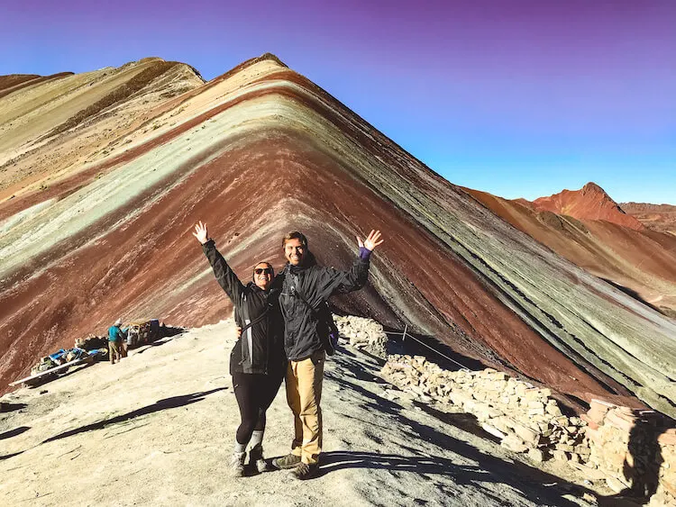 Kat and Chris on top of Rainbow Mountain