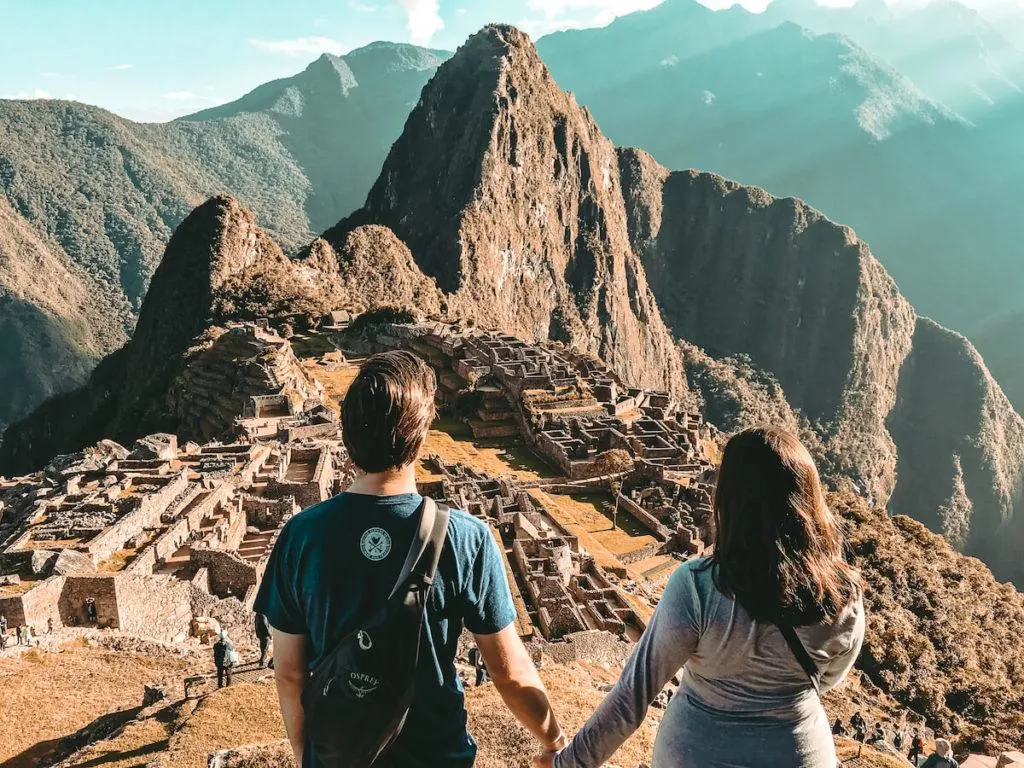 Kat and Chris overlooking Machu Picchu