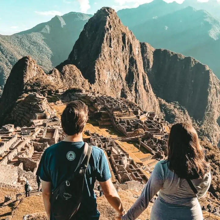 Kat and Chris overlooking Machu Picchu