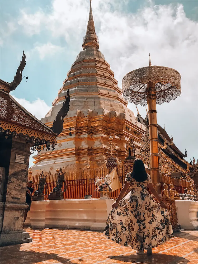 Kat in front of Doi Suthep in Chiang Mai