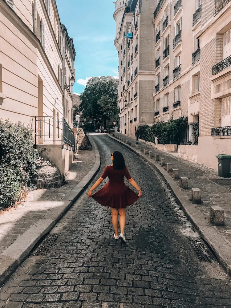 Kat wandering around Montmartre in Paris- Trip to Paris Cost