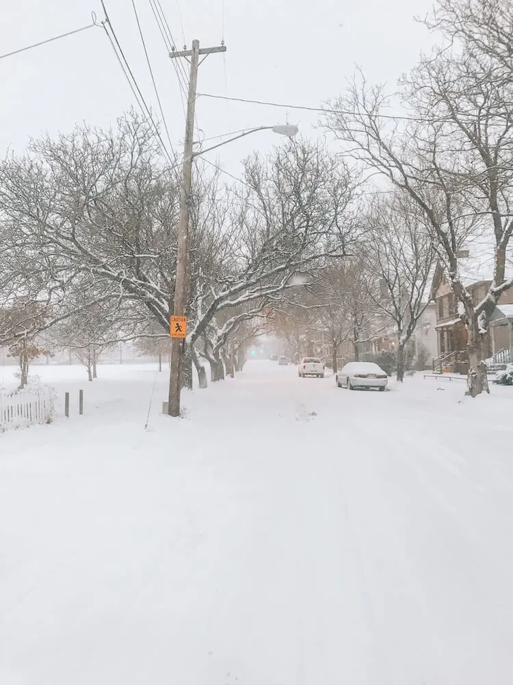 Cleveland street after snowstorm in winter