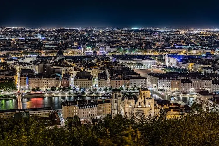 Lyon at night