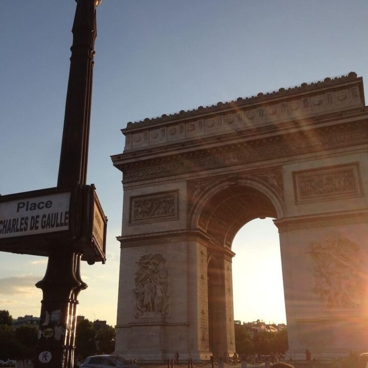Arc du Triomph at sunset - Best Arrondissement to Stay in Paris