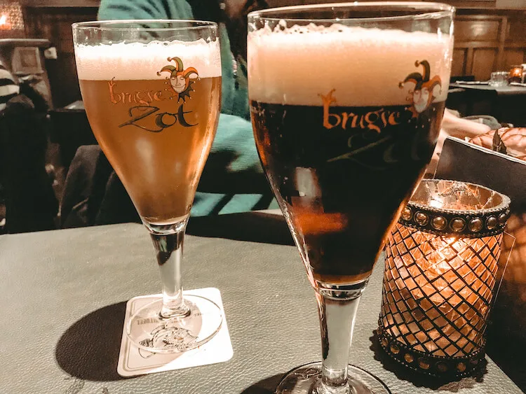 Brugse Zot beers at a pub in Bruges-Best Restaurants in Bruges